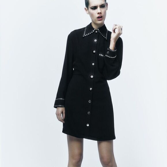 ZARA STUDDED SHIRT DRESS - Picture 3 of 9